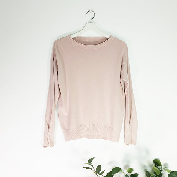 Super fine knit jumper with button detail on sleeve