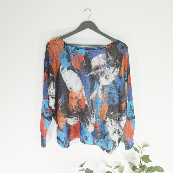 Autumn abstract leaf digital print jumper