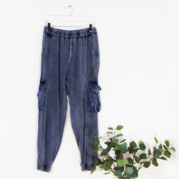 Vintage wash lounge pants with drawstring waist and pocket detail