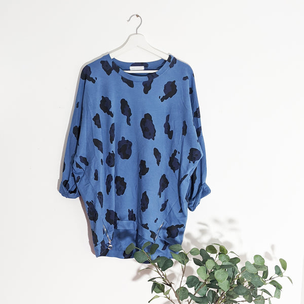 Free sized leopard print top with side zip detail