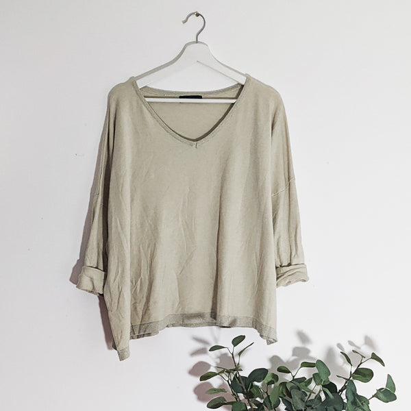 Soft touch v neck jumper with silver edge