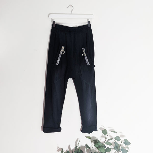 Lounge jogger pants with vintage effect and zips