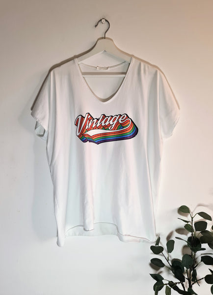 Rainbow 'Vintage' print T-shirt