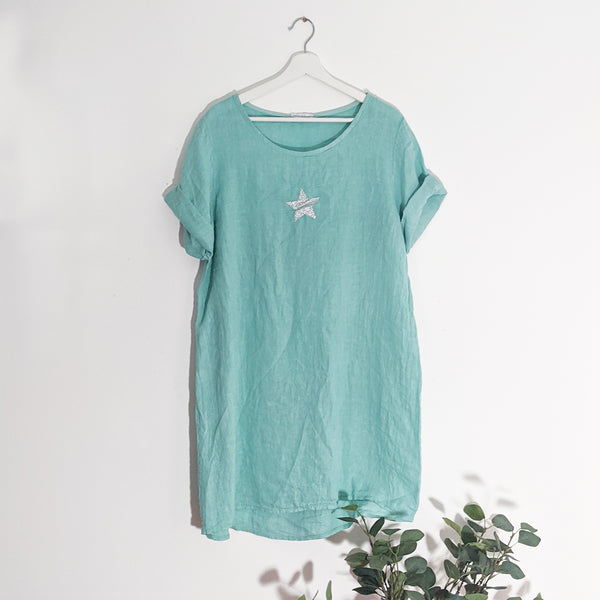 Casual linen dress with little silver star