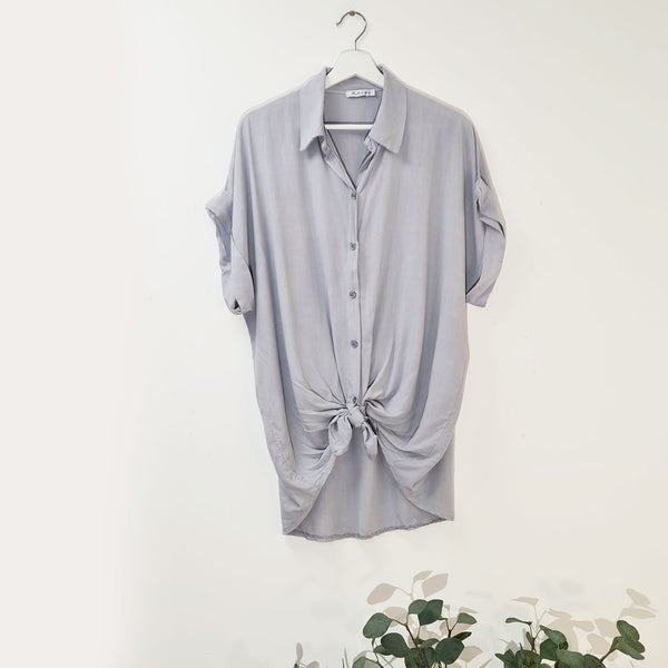 Plain viscose button down shirt