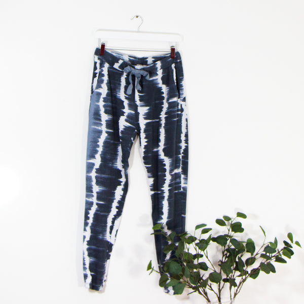 Horizontal tie dye lounge pants with drawstring waist