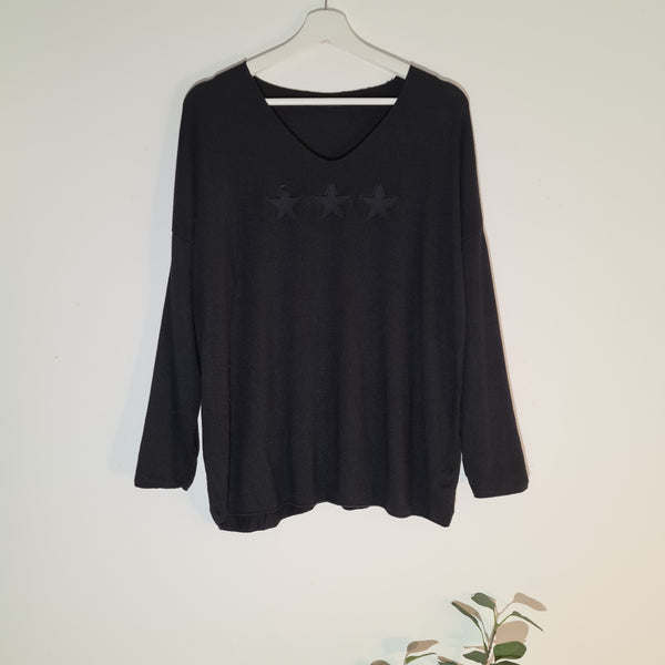 Soft touch triple embossed star long sleeve top