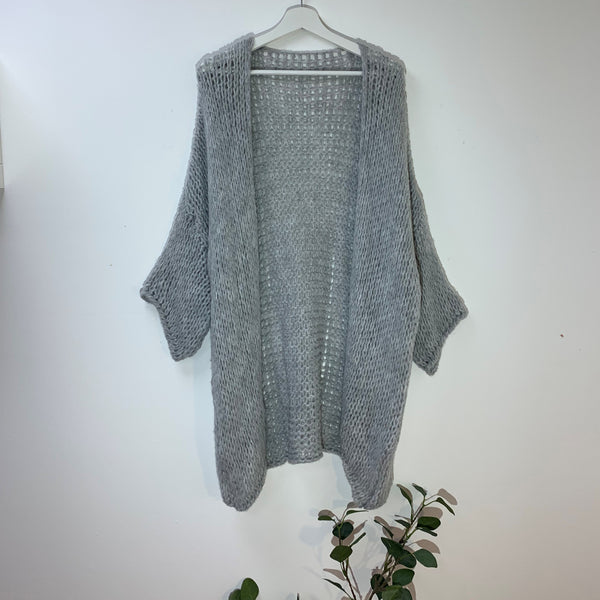 Chunky loose knit cardi acrylic-wool mix (O/S)