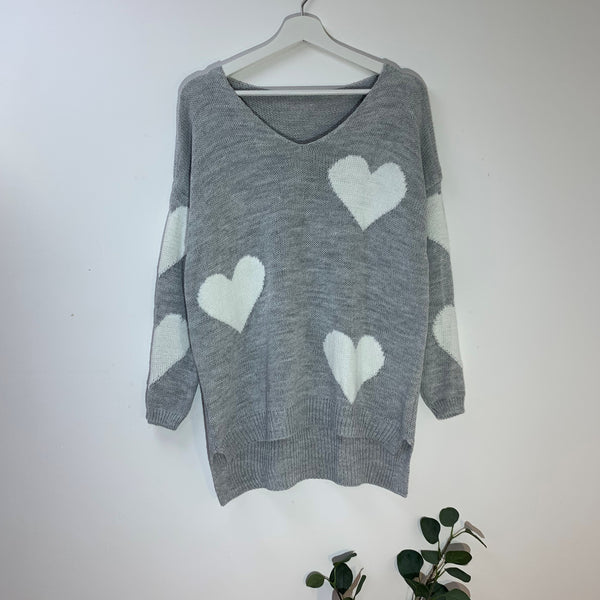 Casual V neck hi-lo heart jumper (M-L)