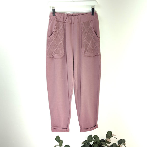 Jersey lounge pants with knitted pocket elements (M-L)