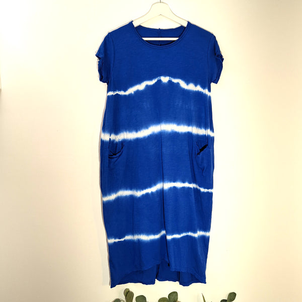 Tie dye jersey cover up dress with pockets