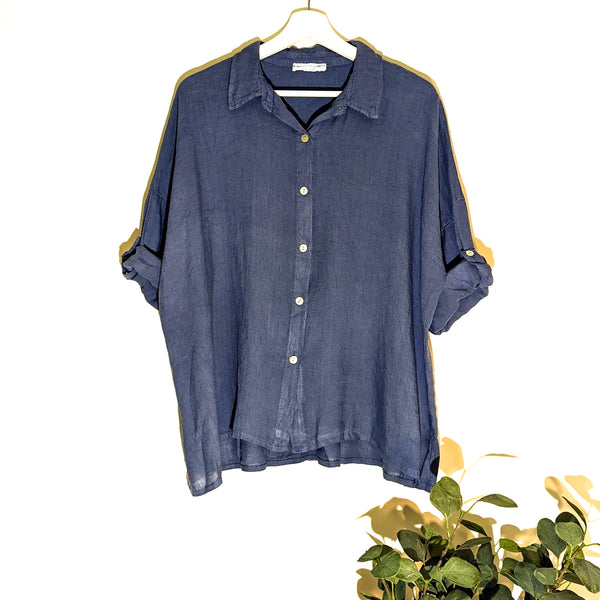 Classic linen button down shirt (M-L)