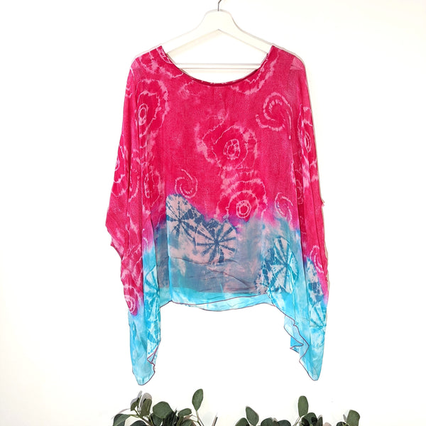 Silk top with tie dye effect digital print (O/S)