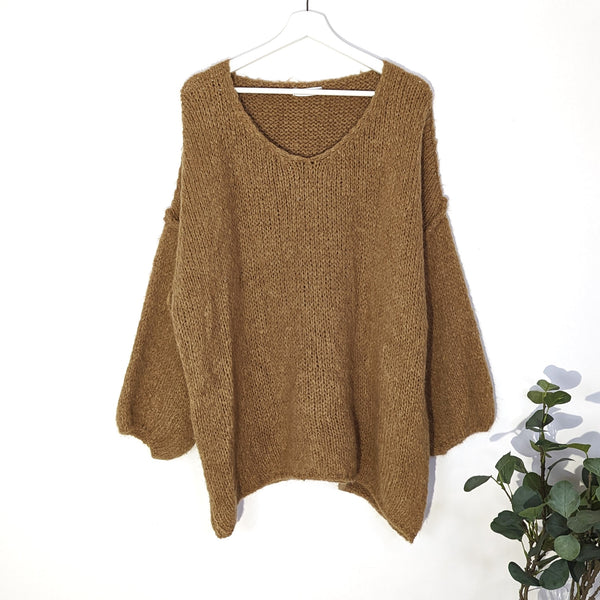 Wool mohair mix slouchy jumper with seam detail