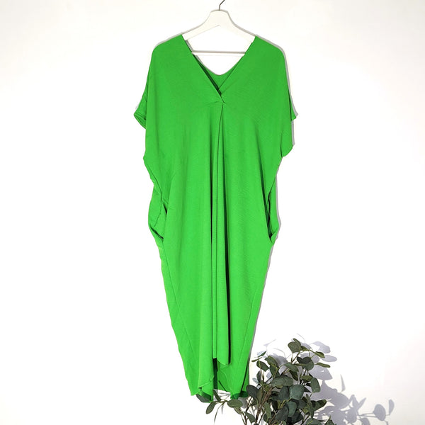 Plain free size dress with simple open neck and pockets  (M-XL)