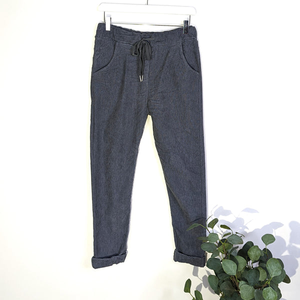 Stretchy corduroy type fabric comfy trousers (M)