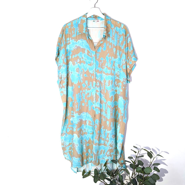 Blotch print viscose shirt dress (M-L)