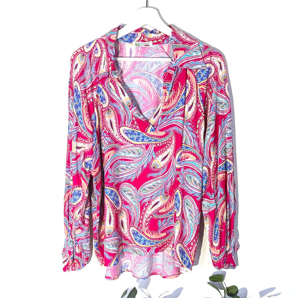 Funky paisley print open neck viscose shirt