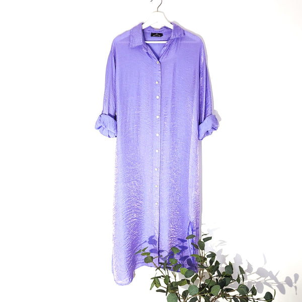 Viscose mix light-weight shirt dress with mother-of-pearl buttons (M-L)