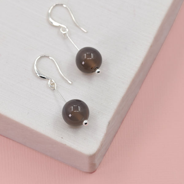 Grey agate stone earrings