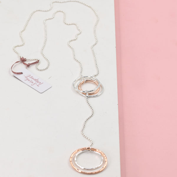 Y-shaped long necklace with circle pendants