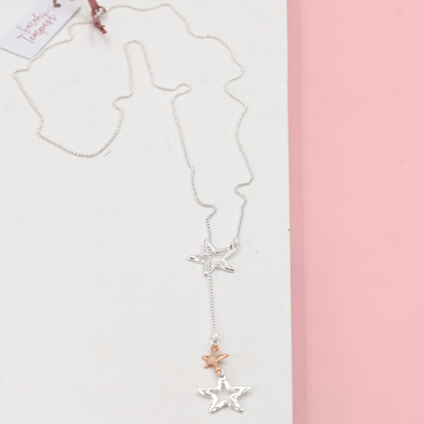 Open star pendant Y-shaped neckalce