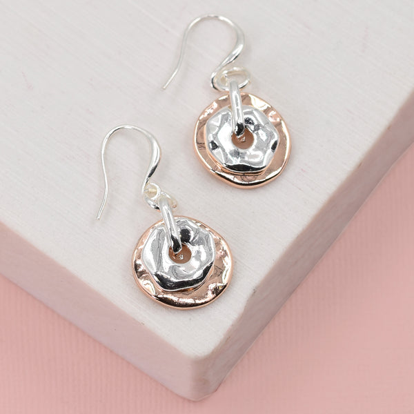 Double disc drop earrings