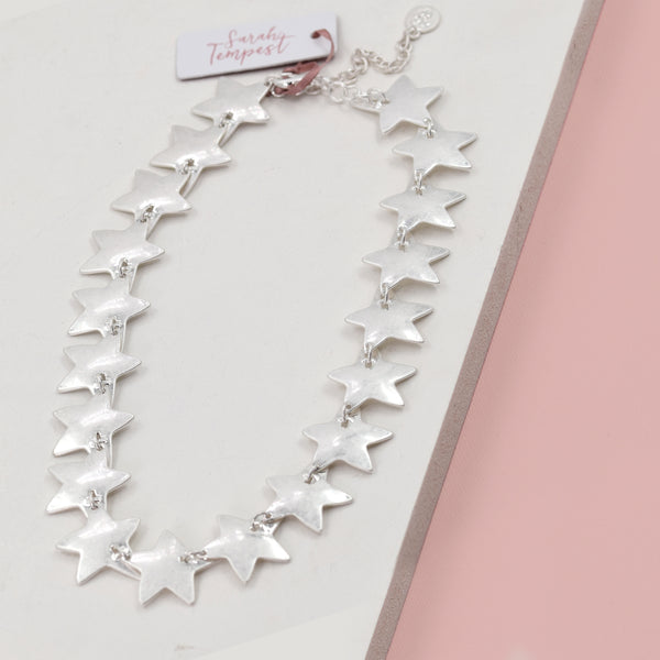 Star linked statement necklace