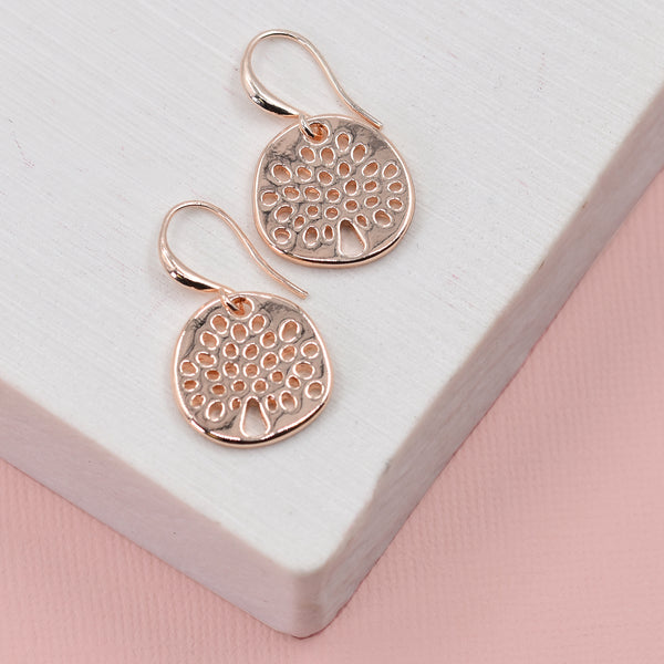 Tree of life symble discs on fish hook earrings