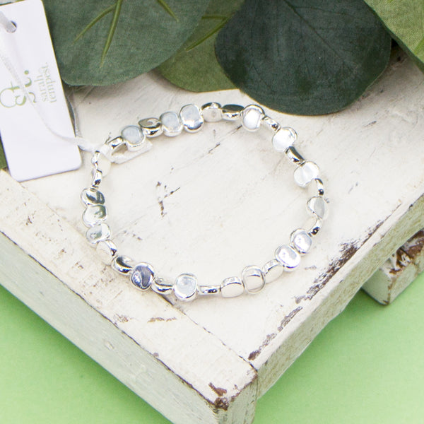 Silver beaded stretchy bracelet