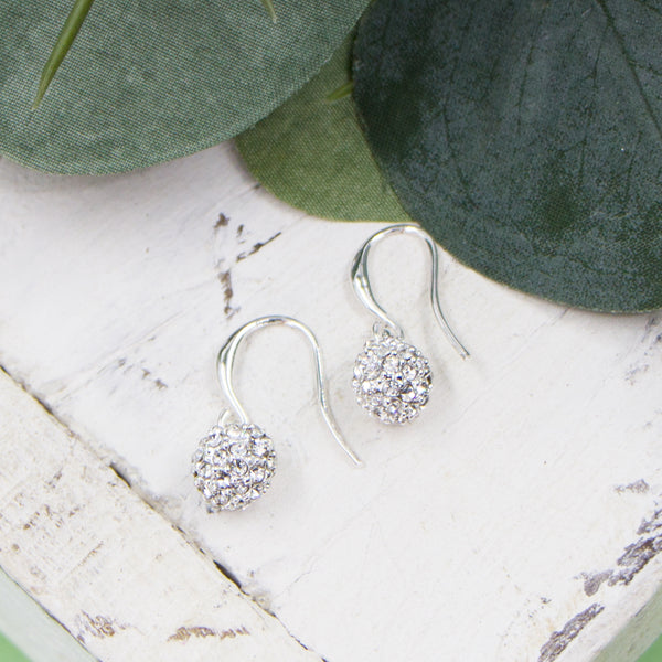 Crystal encrusted ball drop earrings