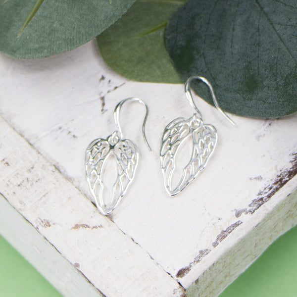 Angel wings on fish hook earrings