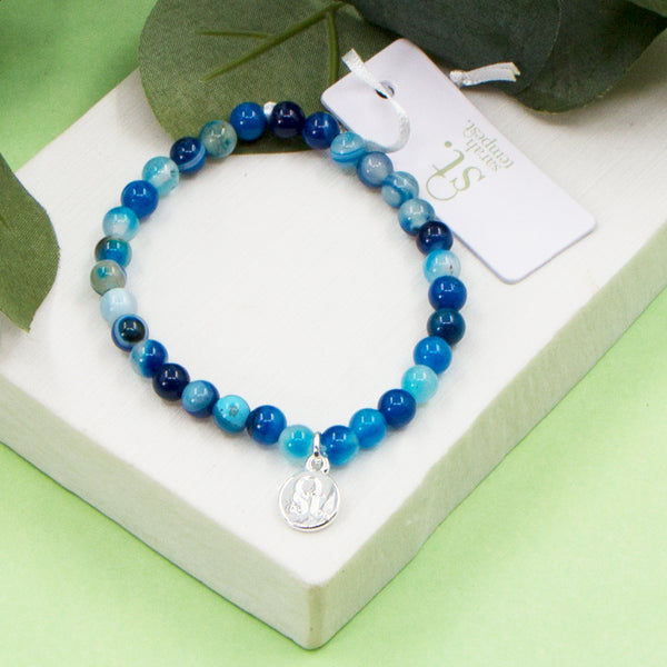 Semi-Precious stone beaded bracelet with ST logo