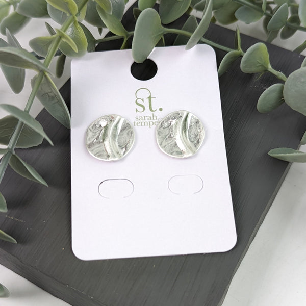 Soft hammered stud earrings with wrinkle detail