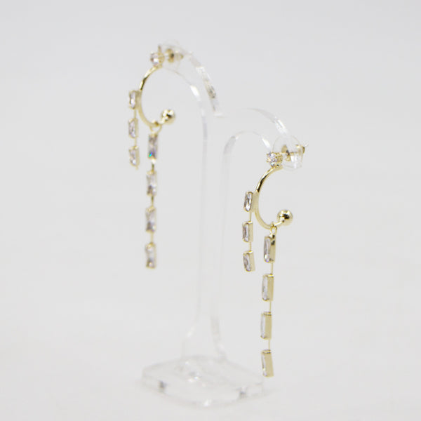 Mini baguette crystal drop earrings with 925 silver post