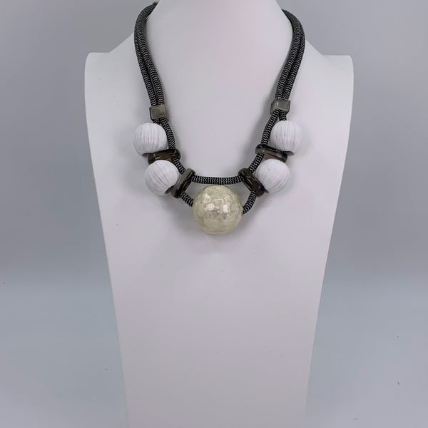 Luxury taffeta & resin beaded on cord necklace