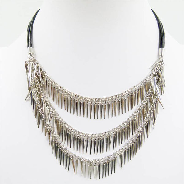 Contemporary layered drops on multi wax cord necklace