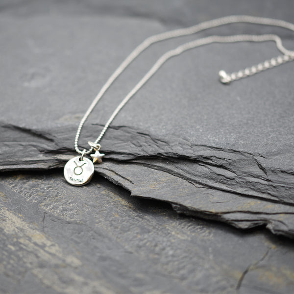 Short delicate taurus necklace 40cm