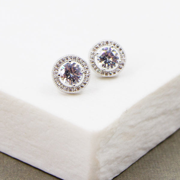 Classic cz stud with cz surround earrings