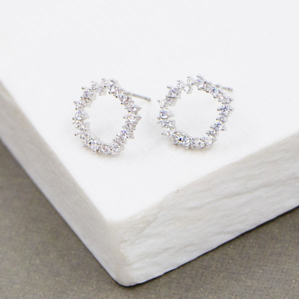 Cz open ring stud earring