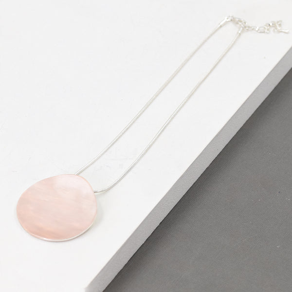 Simple enamel short disc necklace on snake chain