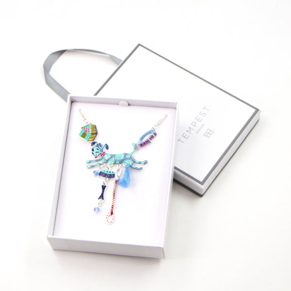 Multicolour crazy dog necklace with little tassel