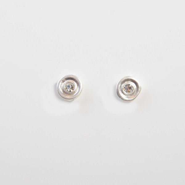 Flat circle crystal nugget earrings