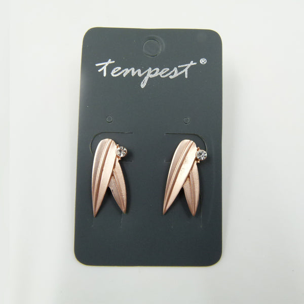 Leaf style stud earrings with diamante detail