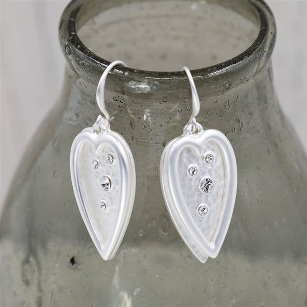 Heart pendant earrings w/crystal feature