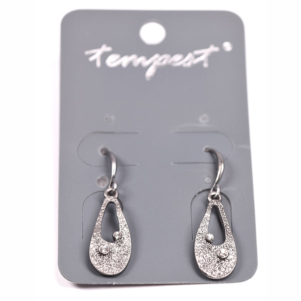 Organic shape drop earring with crystals