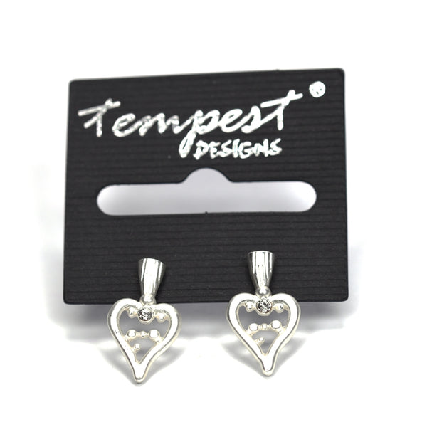 Drop heart details earrings with crystal