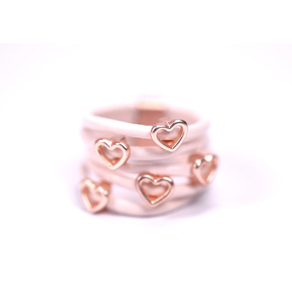 Little open hearts on multi strand leather ring