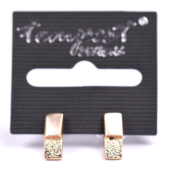 Small rectangle mixed texture stud earrings