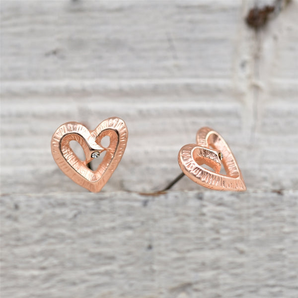 Little heart studs with crystal detail